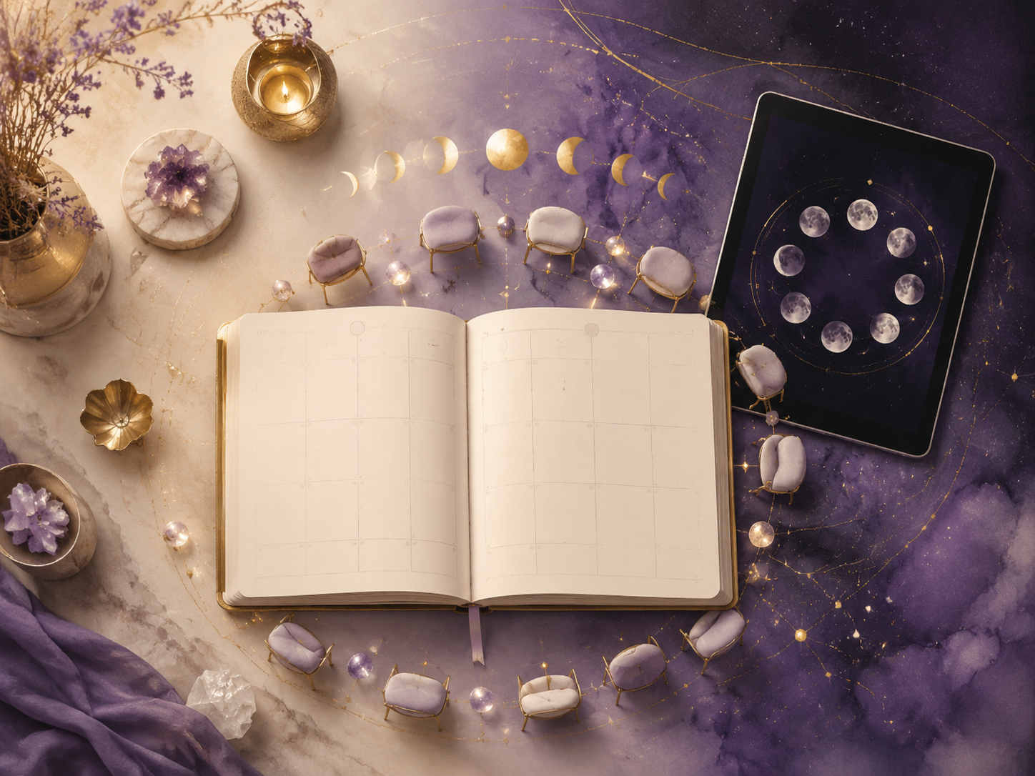 Agenda astrológica con ciclos lunares